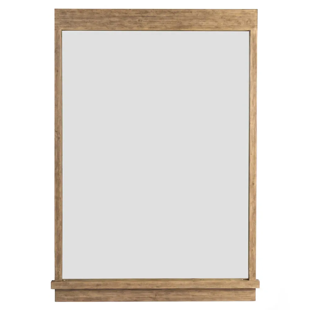 Avo Rectangular Floor Mirror with Ledge - Light Brown, Pine