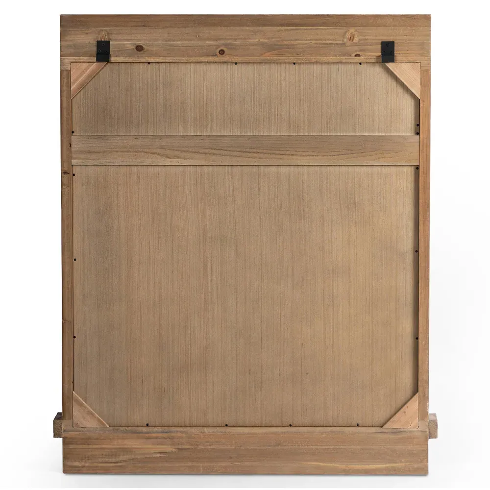 Avo Rectangular Wall Mirror with Ledge - Light Brown, Pine