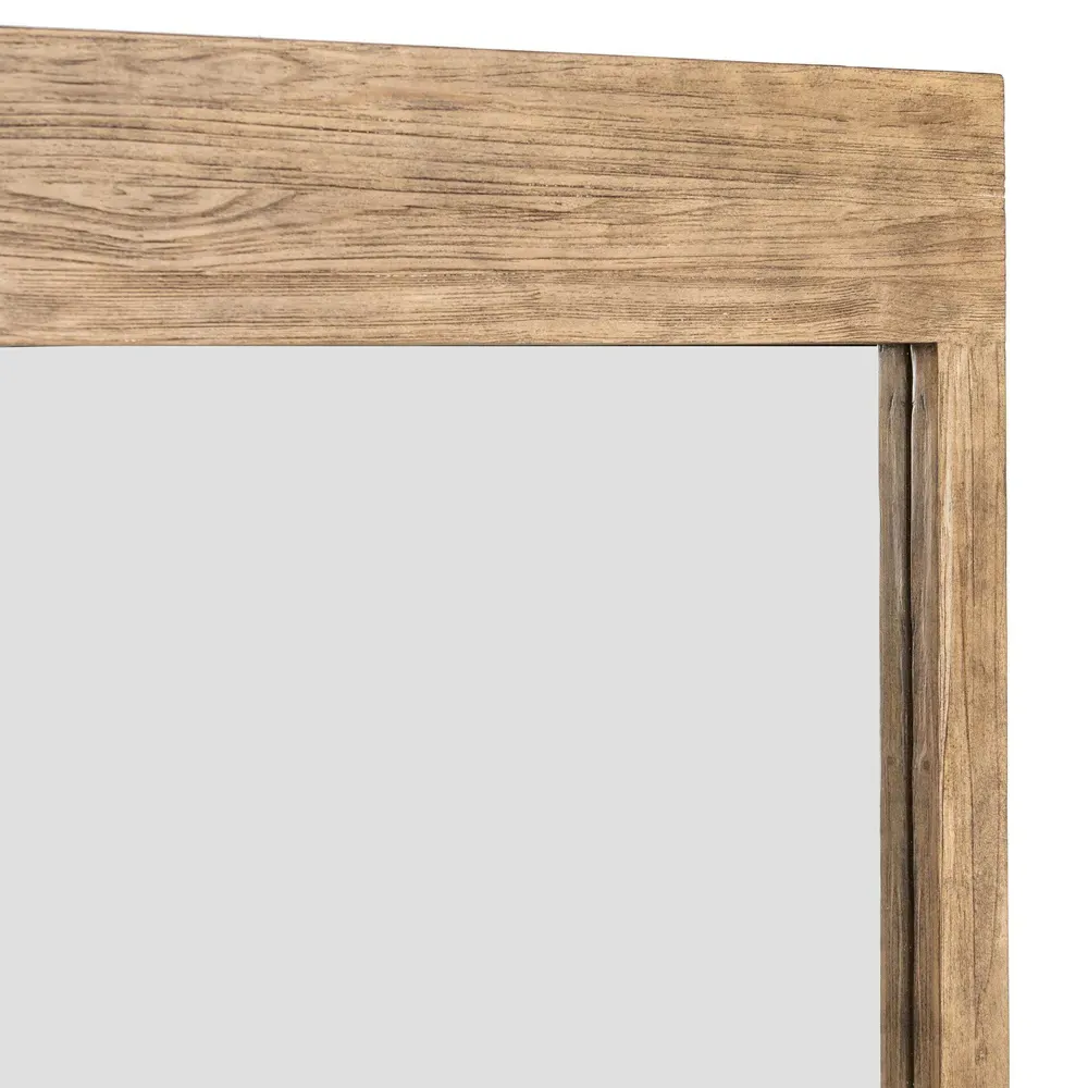 Avo Rectangular Wall Mirror with Ledge - Light Brown, Pine