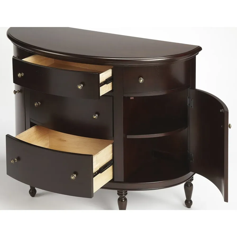 Aya Demilune Console Table - Dark Brown, Mahogany