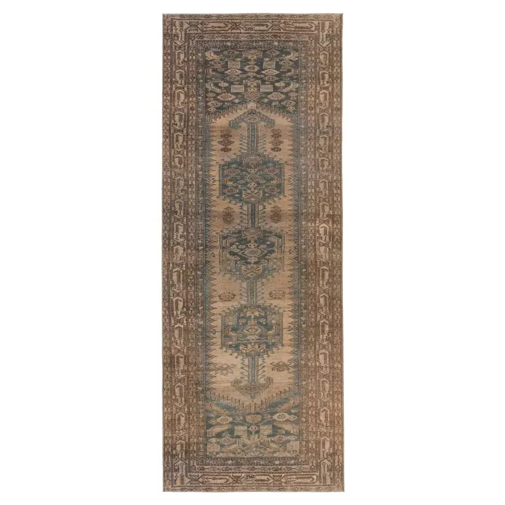 Ayden Ushak Patterned Rug Sample - Brown, Polyester image