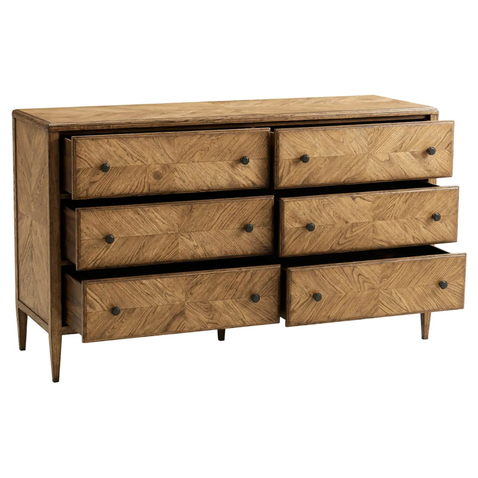 Ayra 6 Drawer Double Dresser - Dawn, Oak Wood