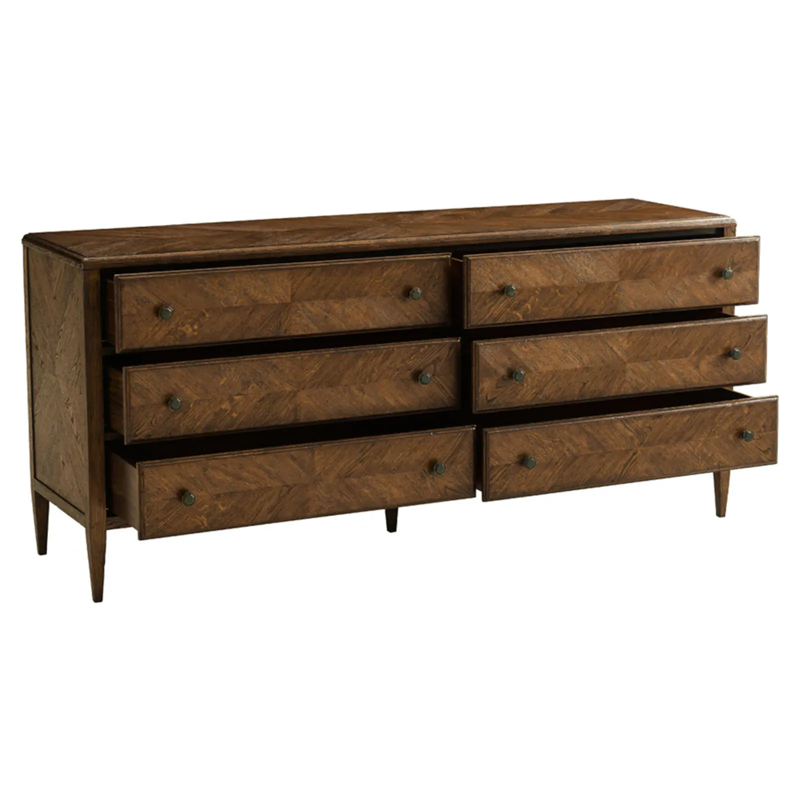 Ayra 6 Drawer Long Double Dresser - Dusk, Oak