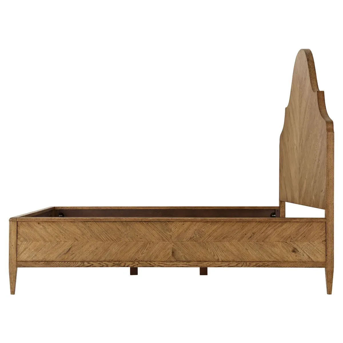 Ayra Cal King Curved Herringbone Bed Frame - Dawn, Oak