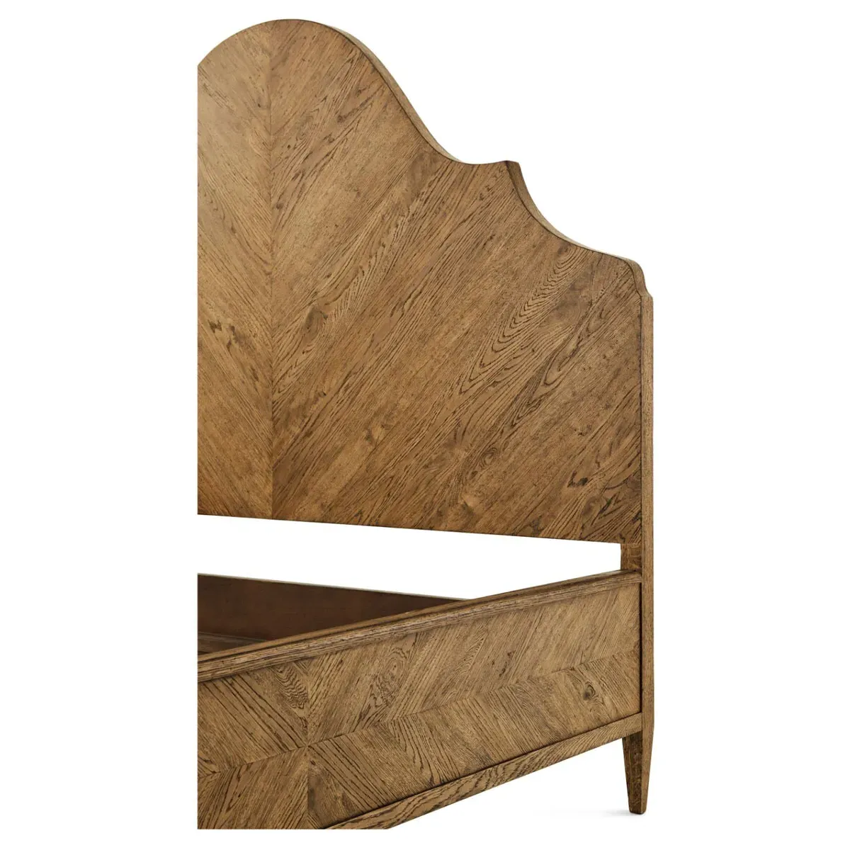 Ayra Cal King Curved Herringbone Bed Frame - Dawn, Oak