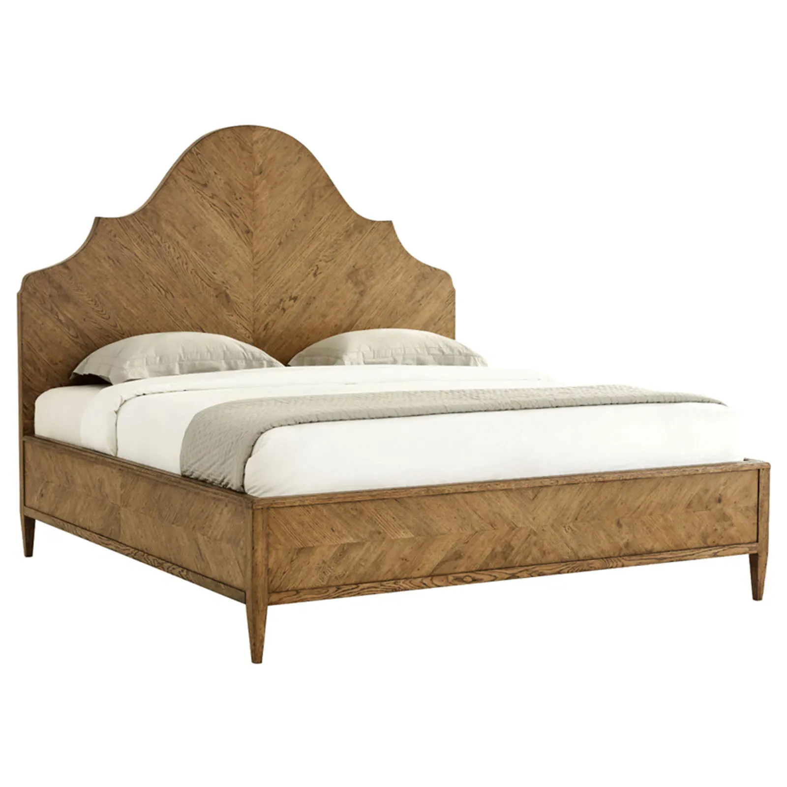 Ayra Cal King Curved Herringbone Bed Frame - Dawn, Oak