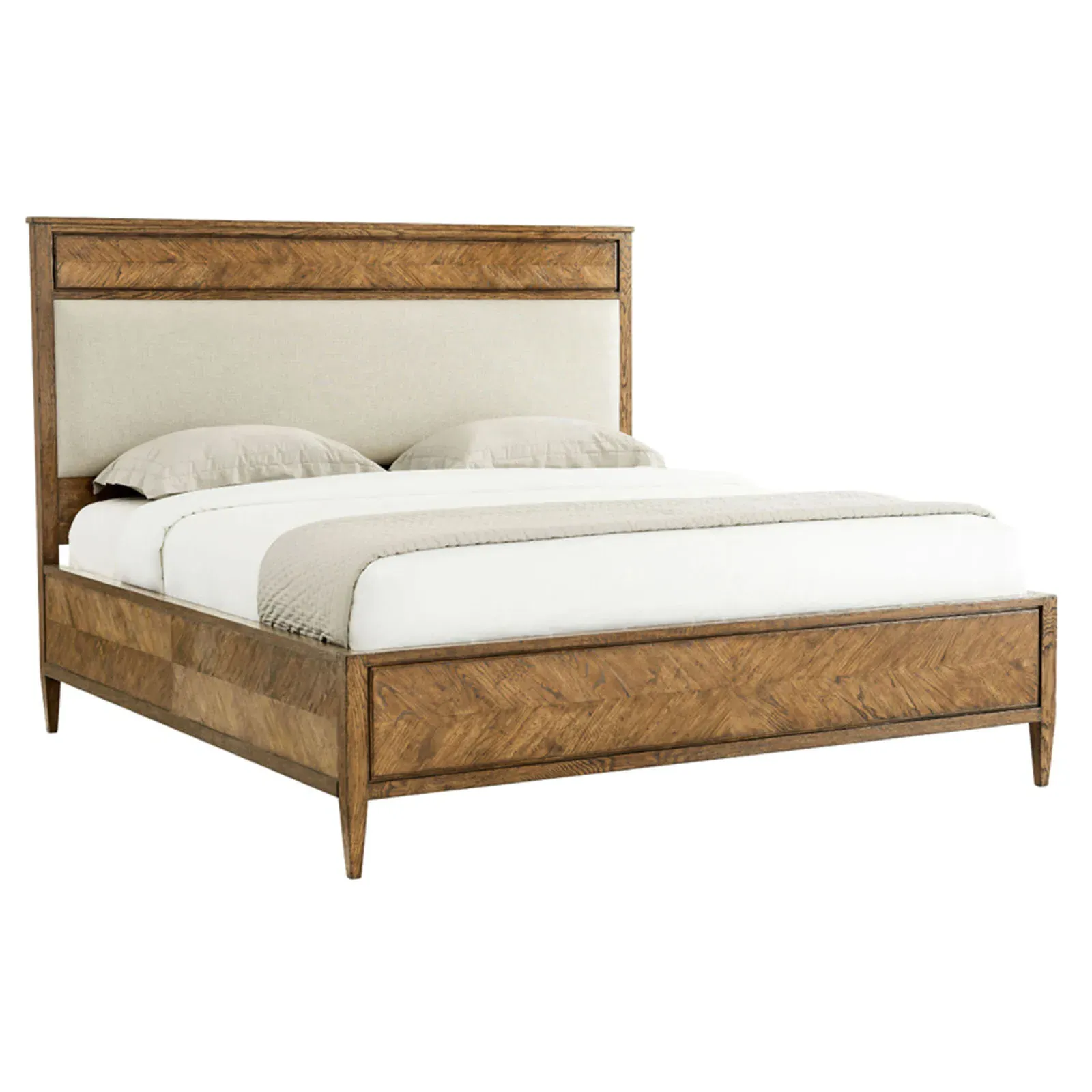 Ayra Cal King Herringbone Bed - Dusk, Oak