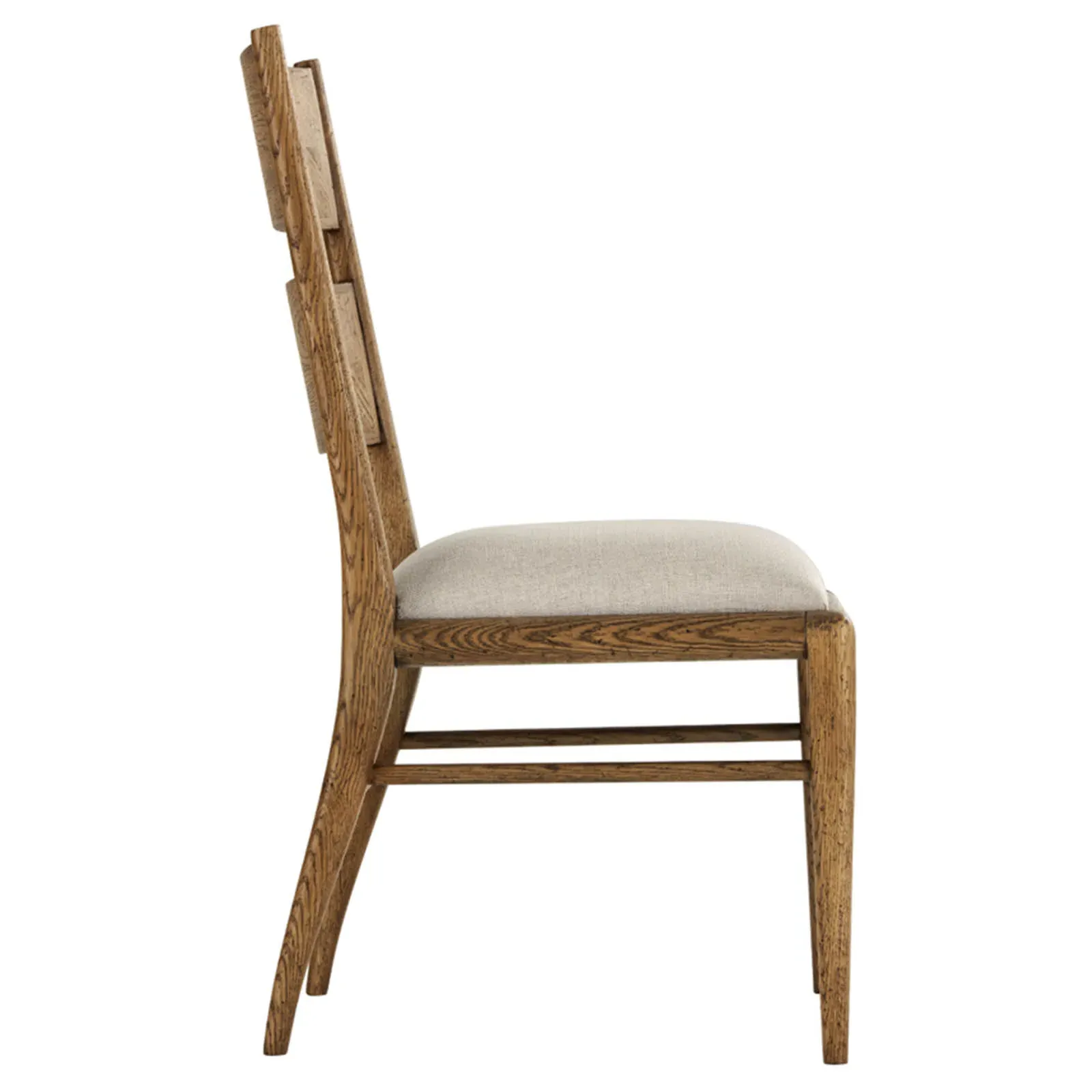 Ayra Herringbone Oak Dining Side Chair - Grey, Dawn Oak