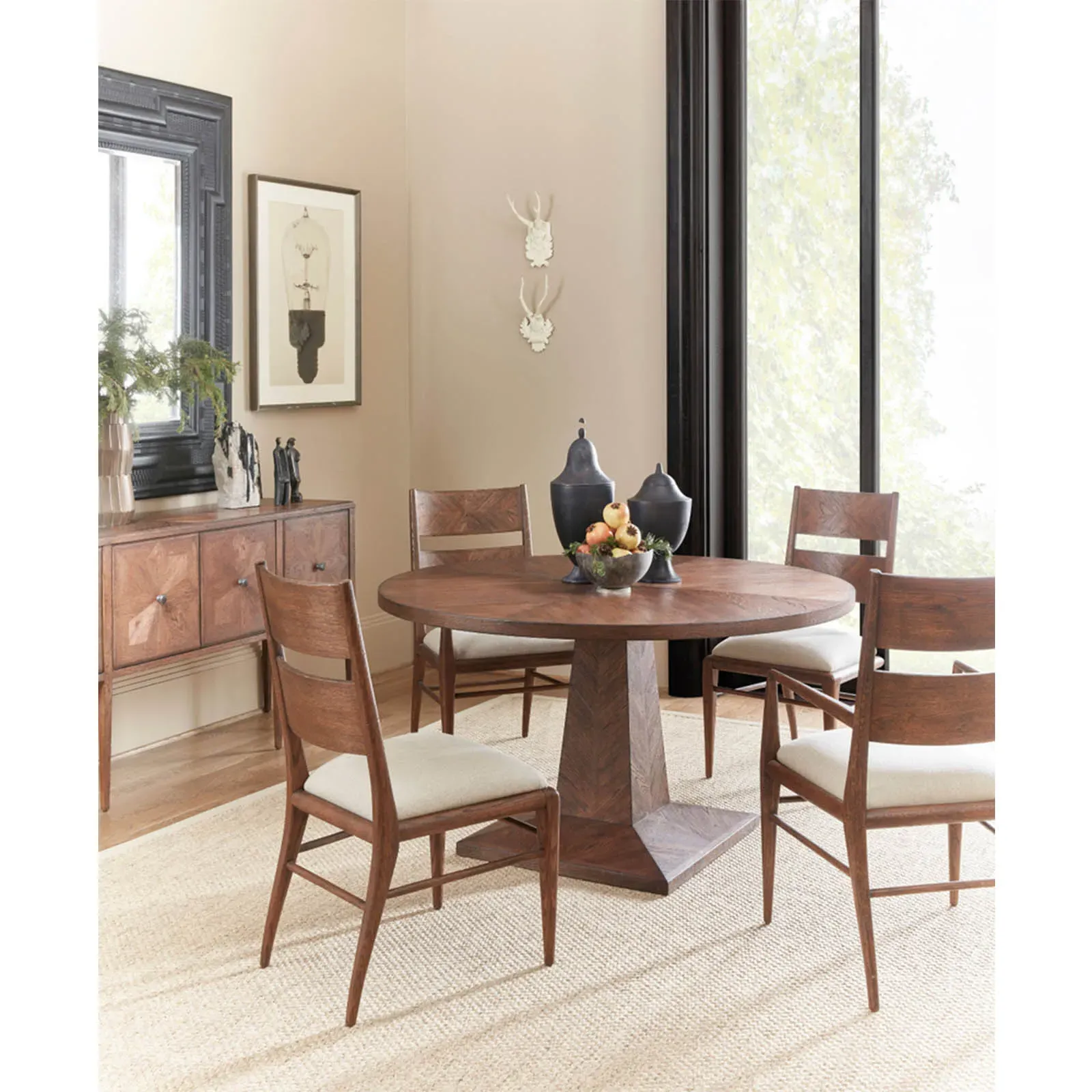 Ayra Herringbone Oak Dining Side Chair - Grey, Dawn Oak