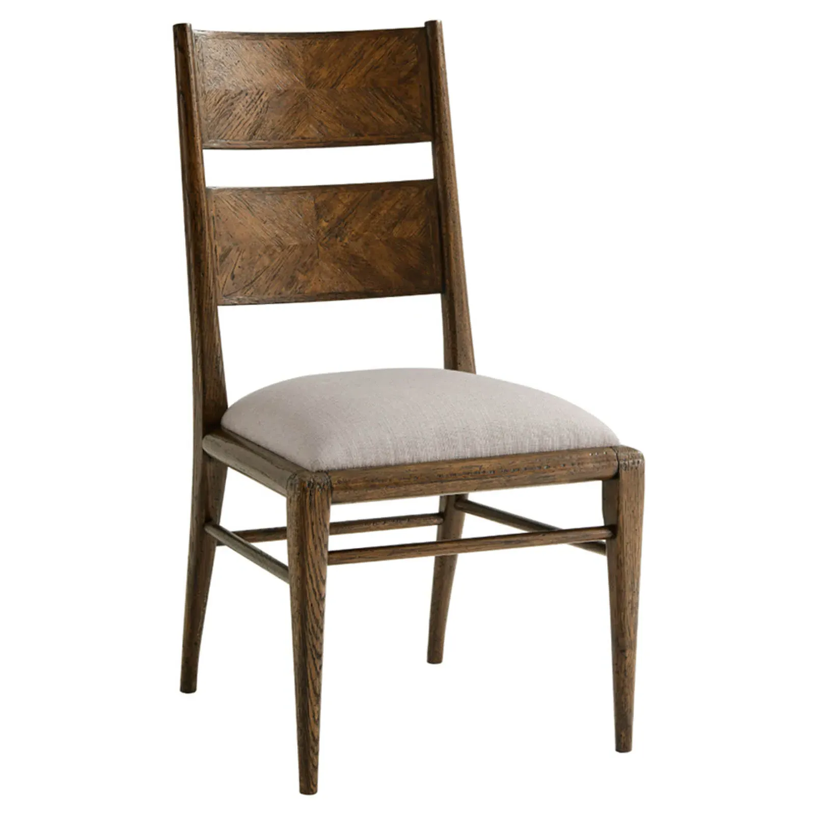 Ayra Herringbone Oak Dining Side Chair - Grey, Dusk Oak