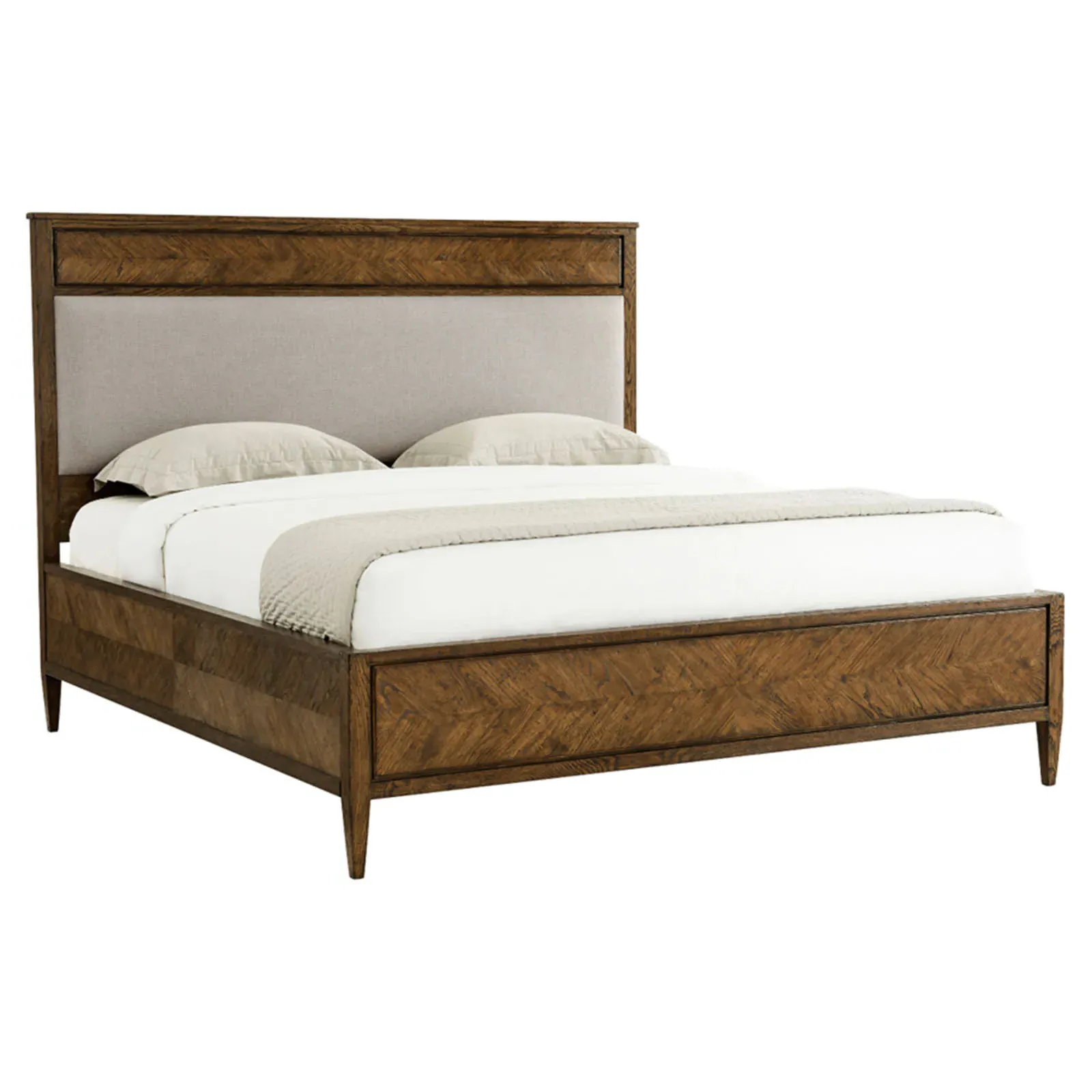 Ayra King Herringbone Bed - Dusk, Oak