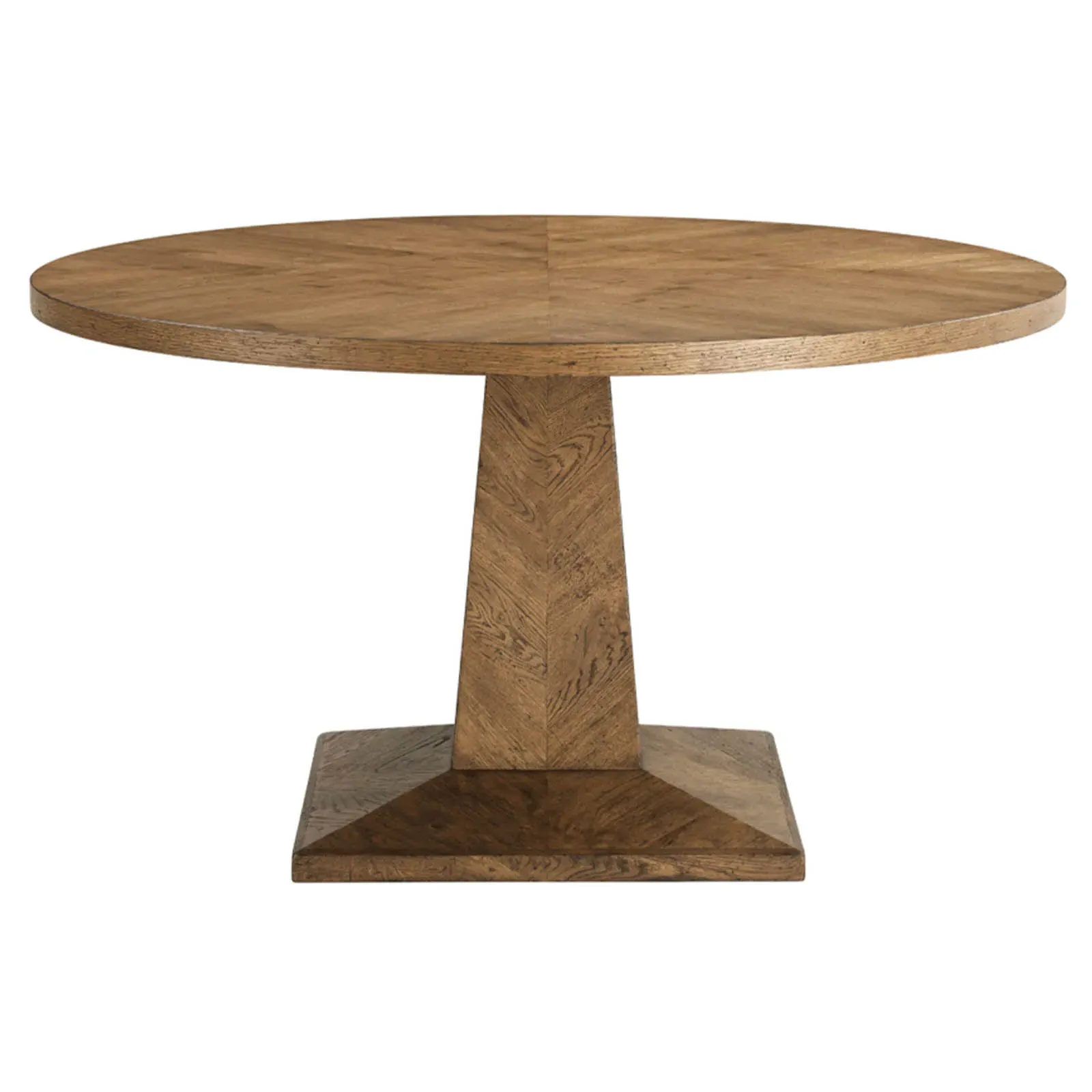 Ayra Round Herringbone Pedestal Dining Table - Dawn, Oak
