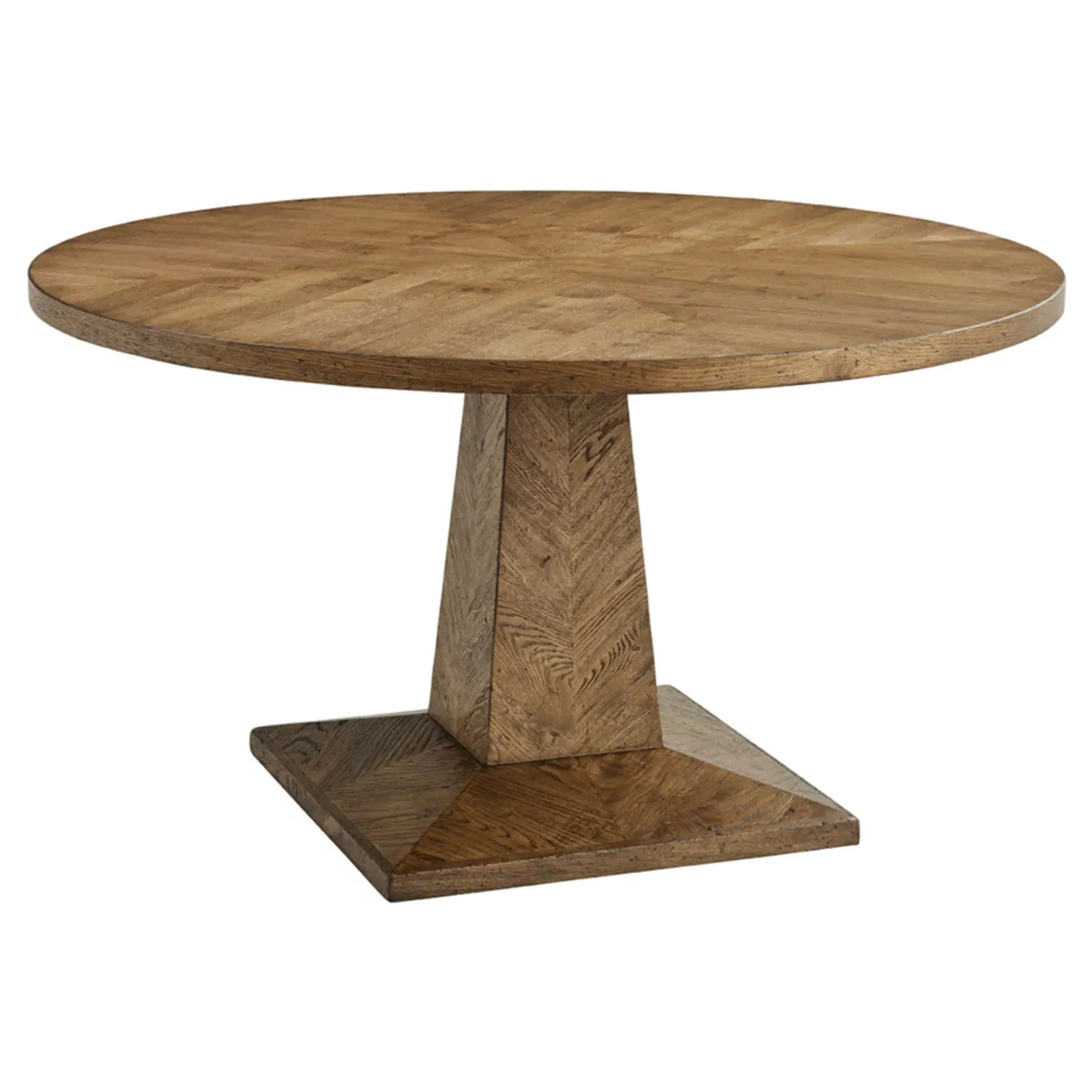Ayra Round Herringbone Pedestal Dining Table - Dawn, Oak