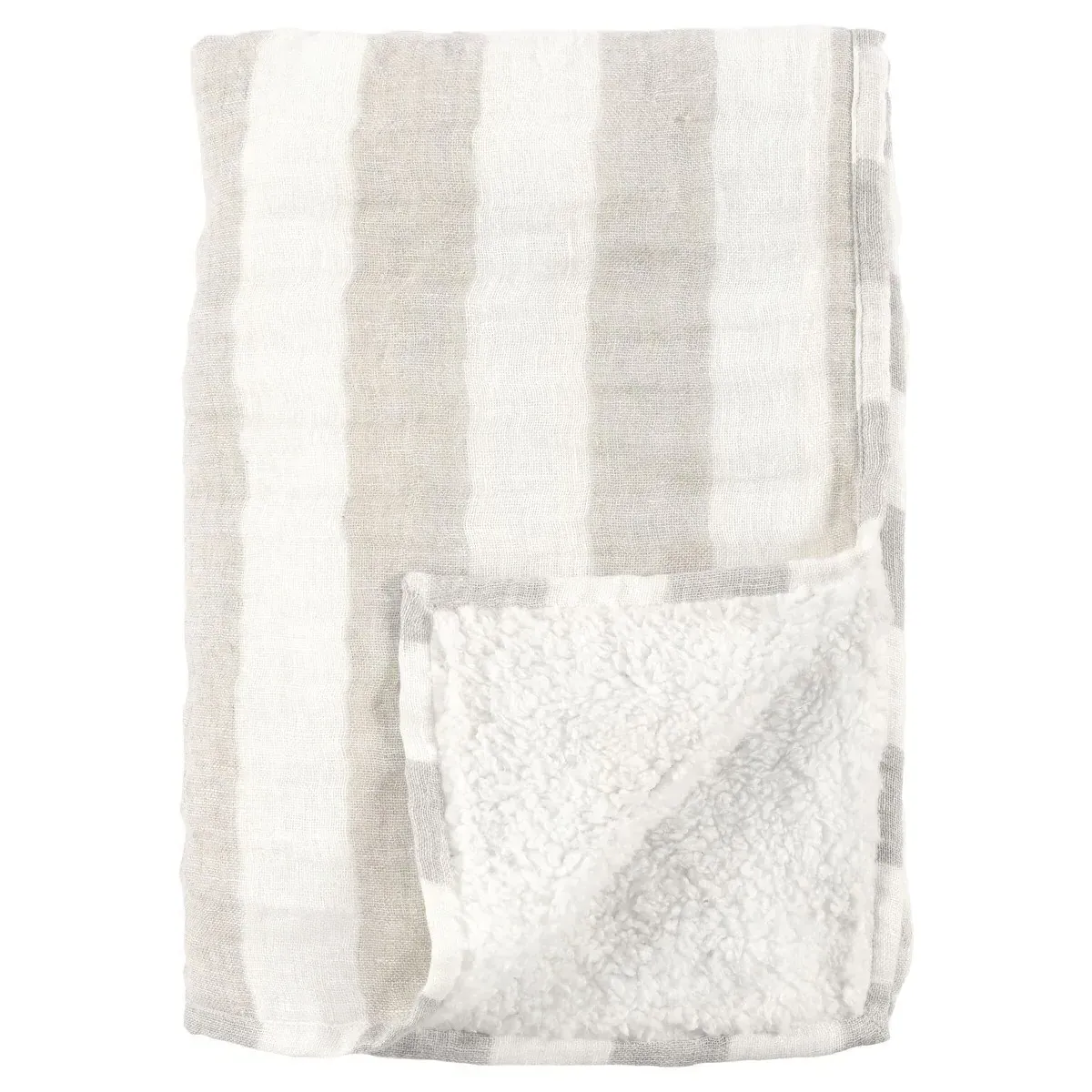 Azaiah Striped Throw Blanket - Beige, Linen