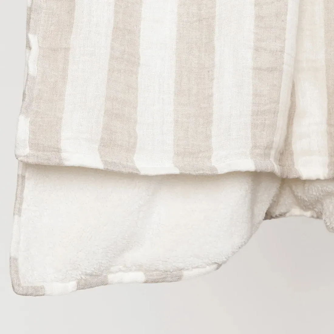 Azaiah Striped Throw Blanket - Beige, Linen