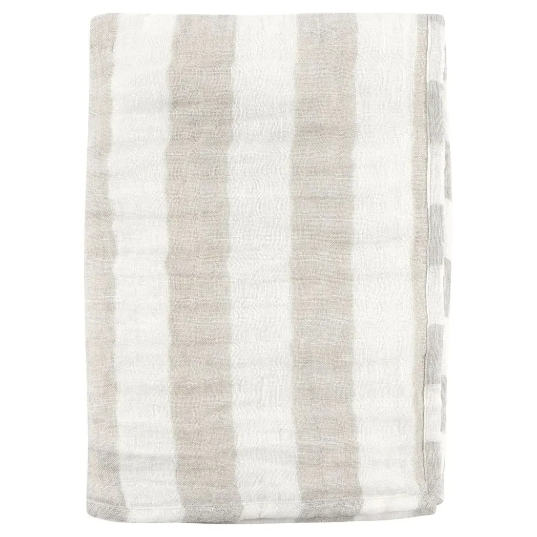 Azaiah Striped Throw Blanket - Beige, Linen