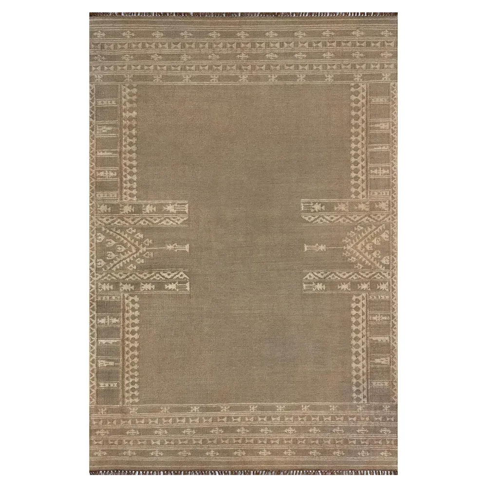 Azores Tribal Patterned Rug - Brown, Wool