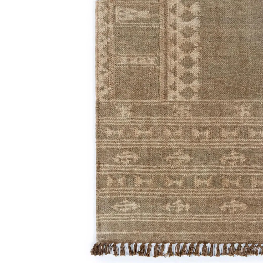 Azores Tribal Patterned Rug - Brown, Wool