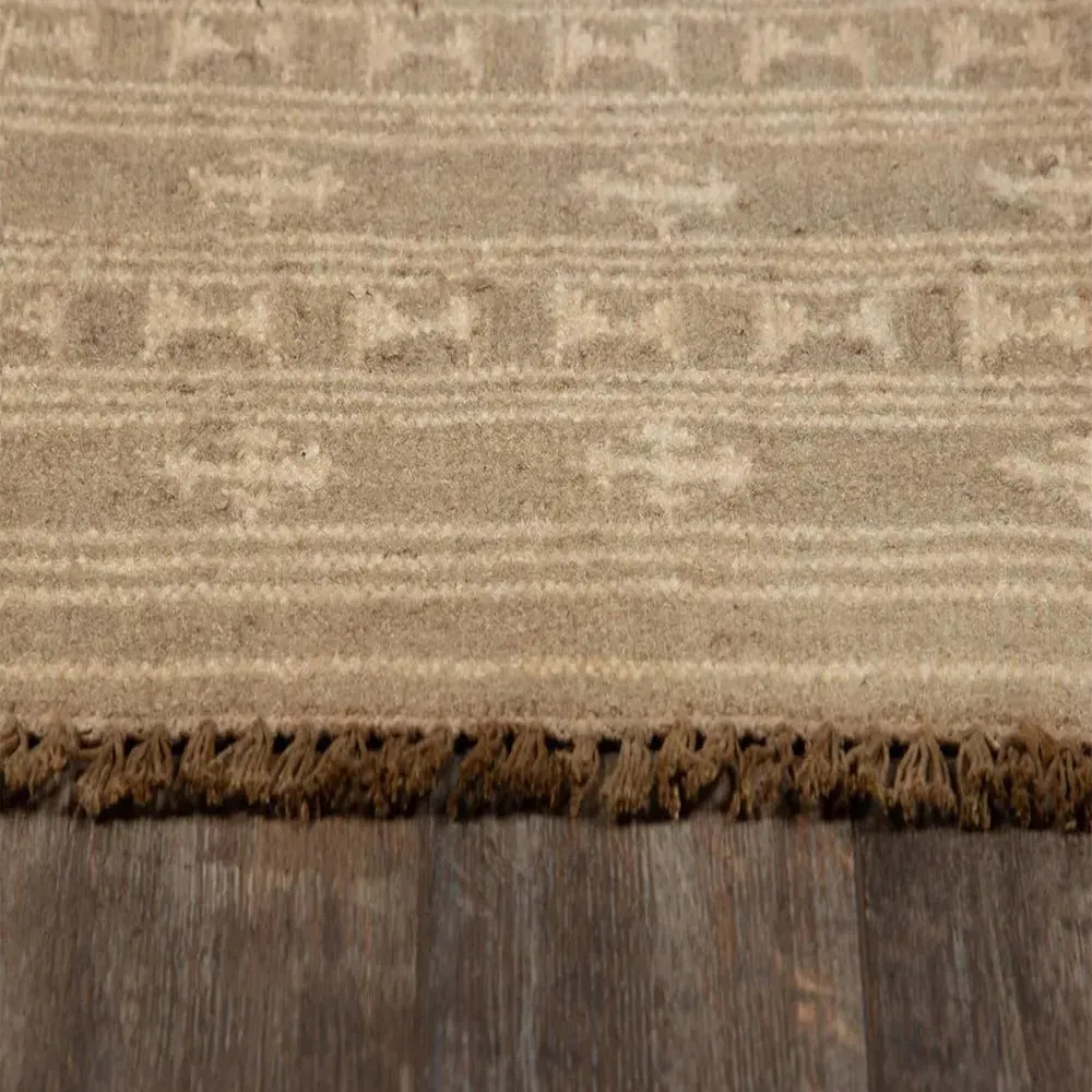 Azores Tribal Patterned Rug - Brown, Wool