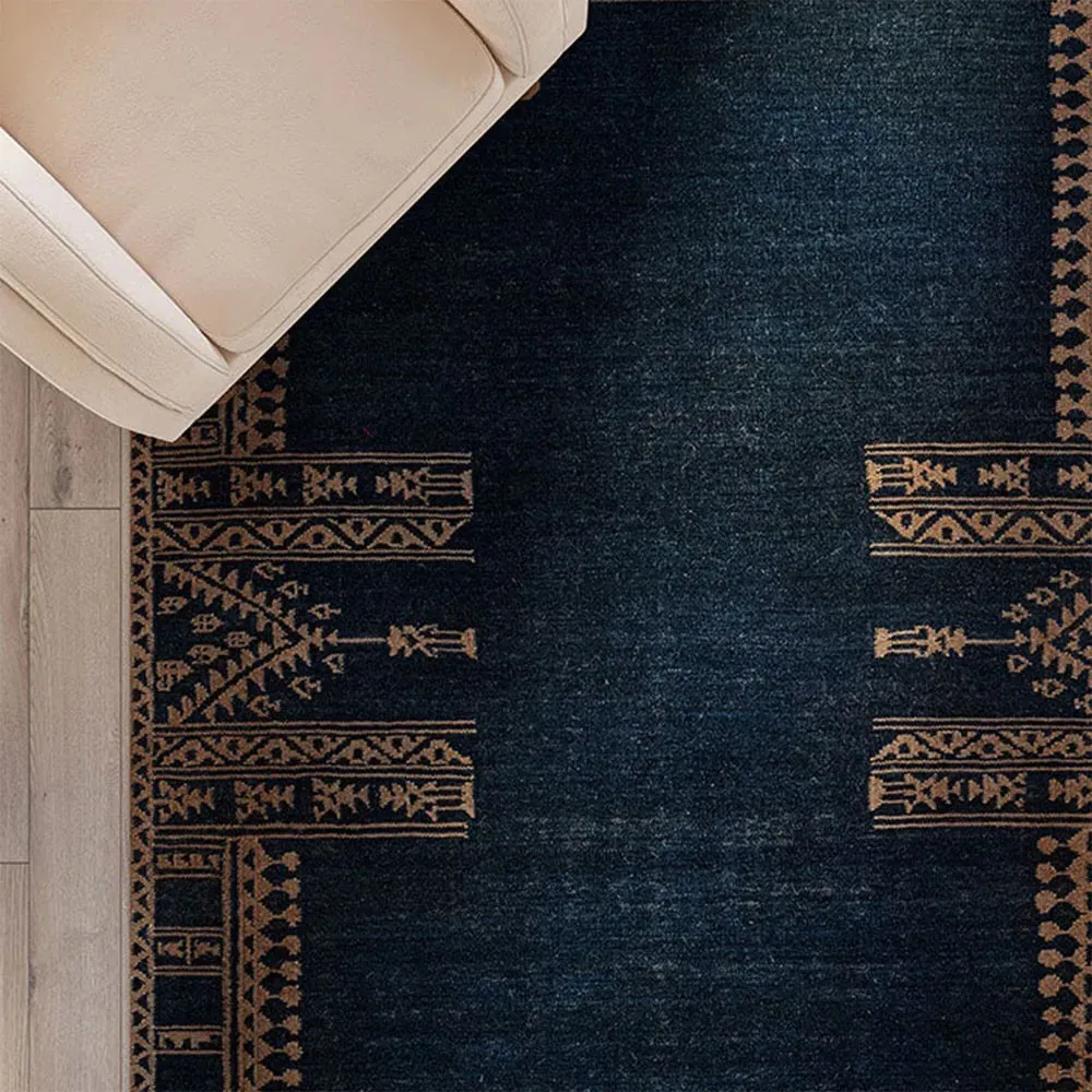 Azores Tribal Patterned Rug - Indigo, Wool