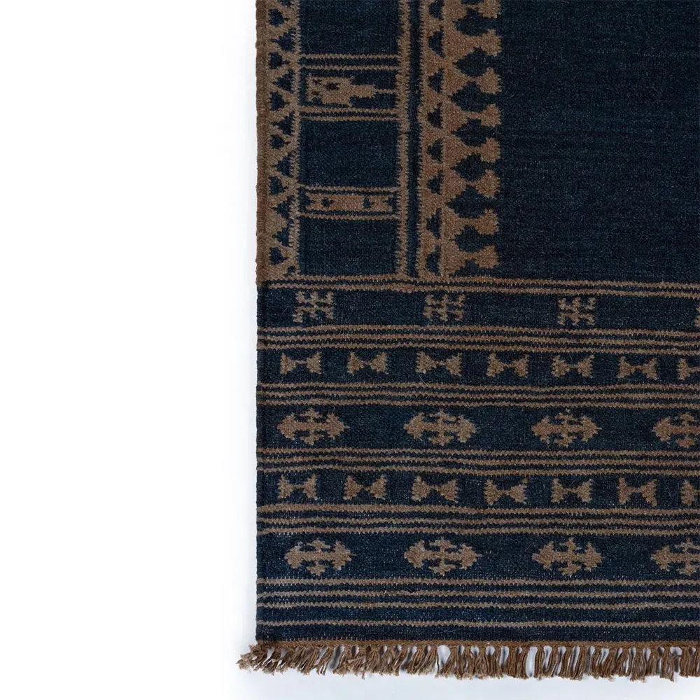 Azores Tribal Patterned Rug - Indigo, Wool