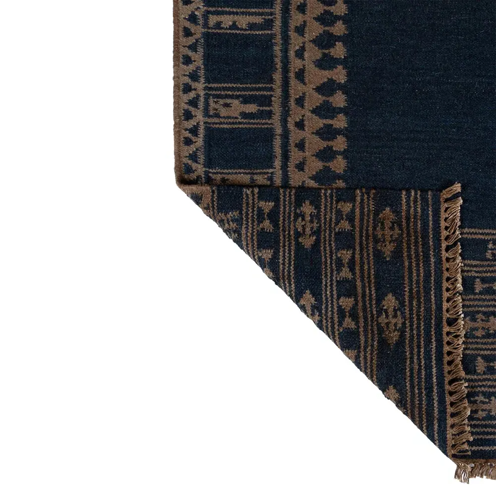 Azores Tribal Patterned Rug - Indigo, Wool