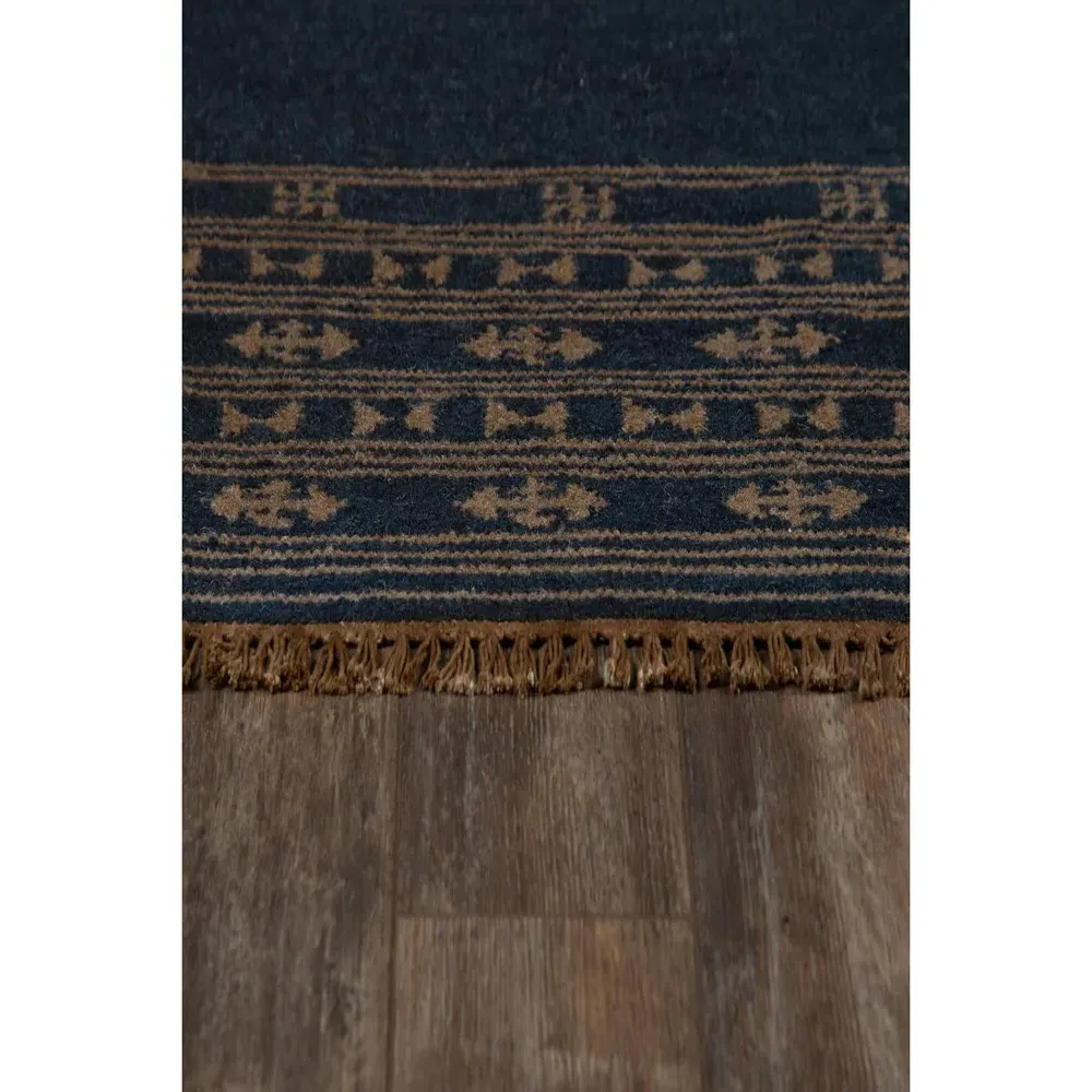 Azores Tribal Patterned Rug - Indigo, Wool