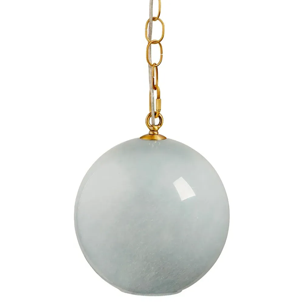 Azrael Glass Sphere Pendant Light - Blue, Brass image