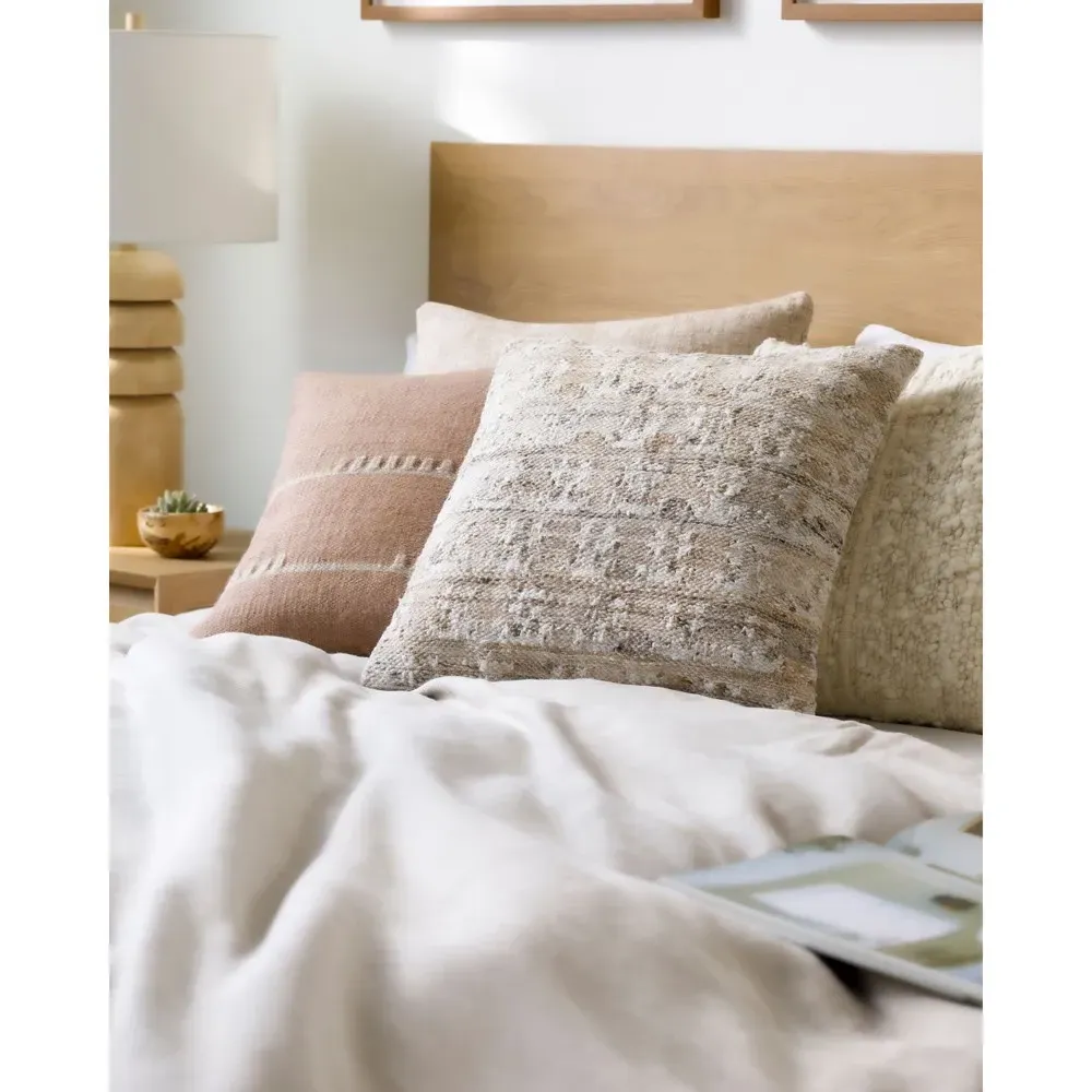 Azriel 20x20 Throw Pillow Indoor Outdoor - Tan, Textured