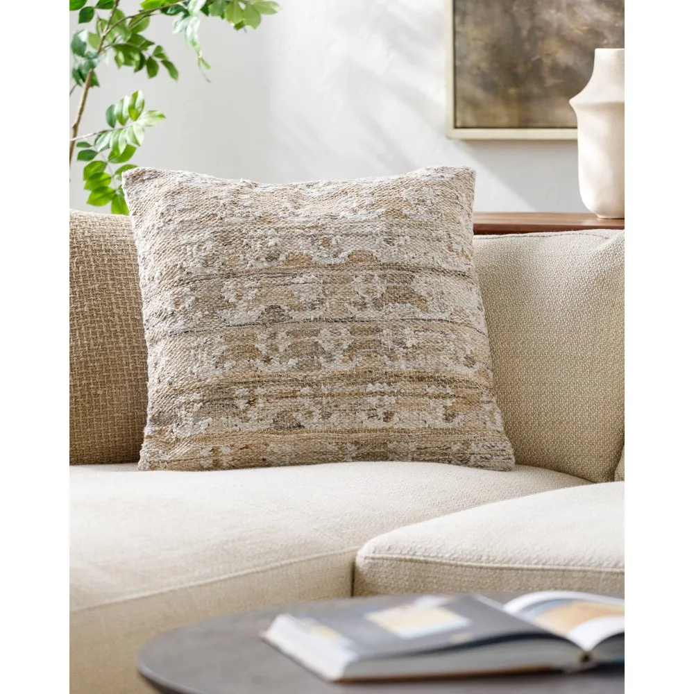 Azriel 22x22 Throw Pillow Indoor Outdoor - Tan, Textured