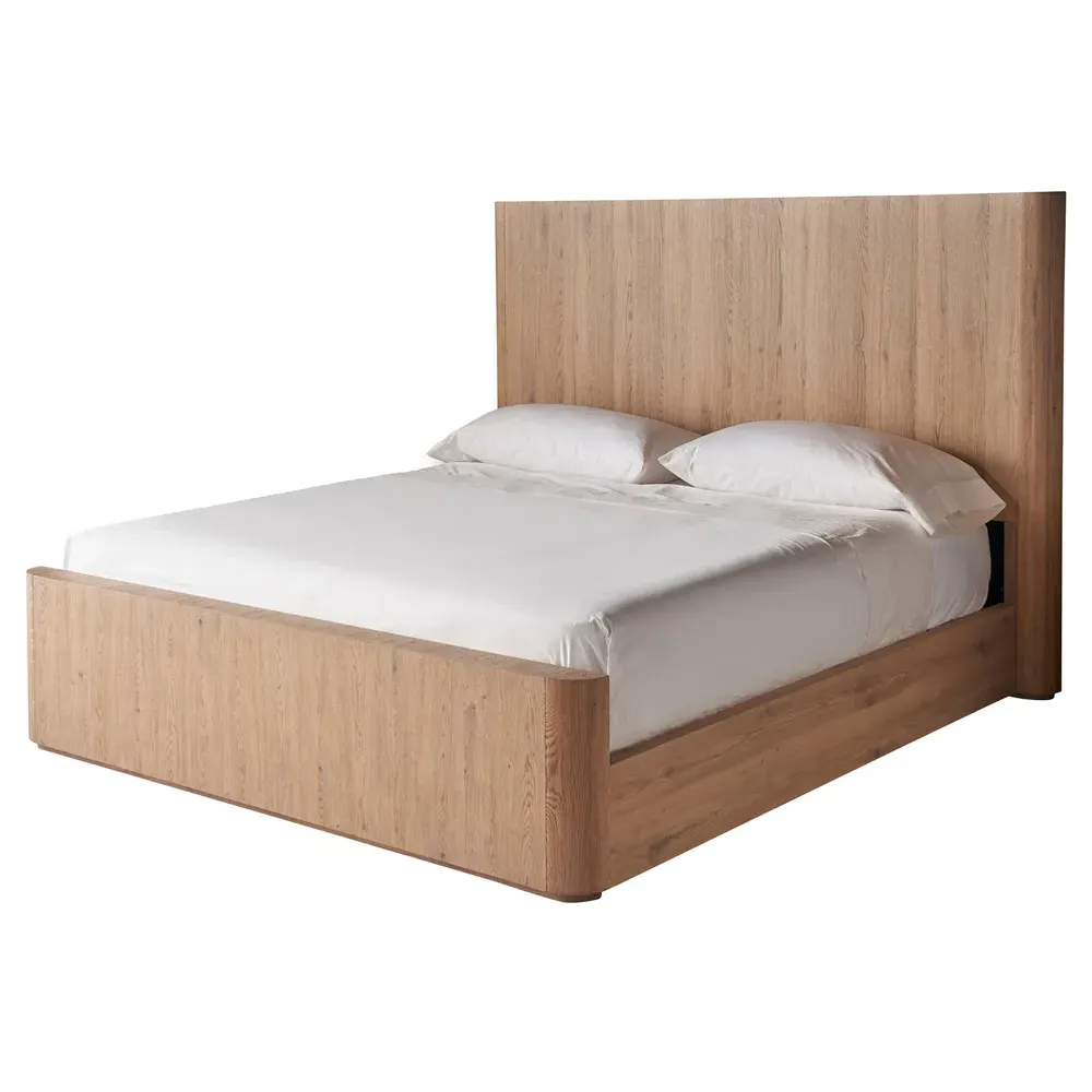 Azure Queen Size Panel Bed - Brown, Oak