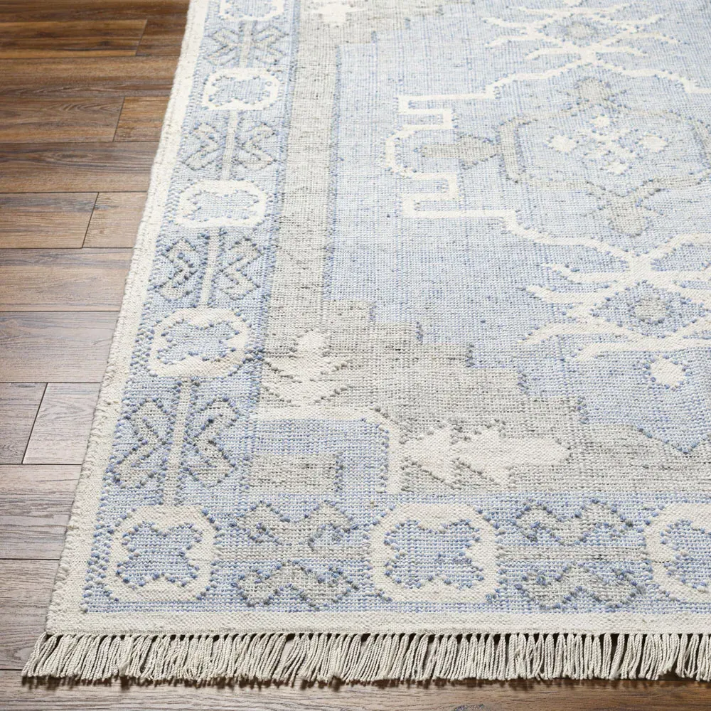 Azurya Geometric Patterned Indoor Outdoor Rug - Blue