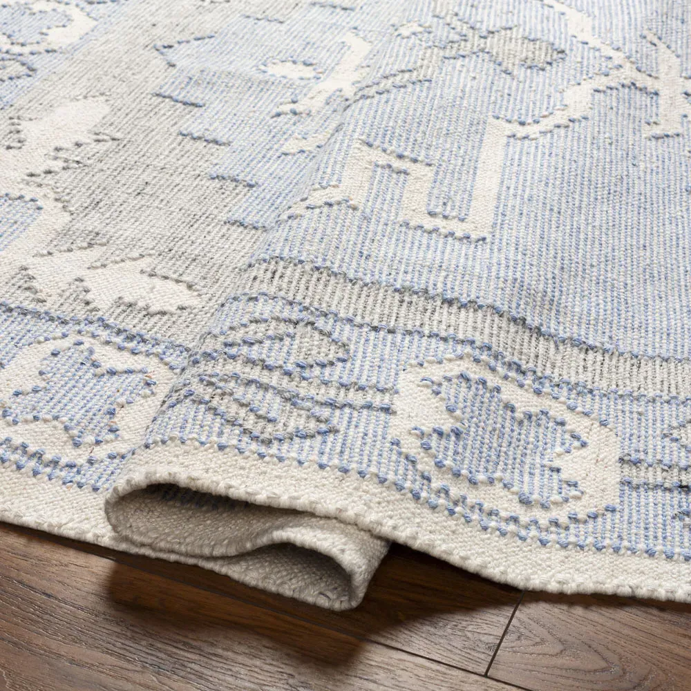 Azurya Geometric Patterned Indoor Outdoor Rug - Blue