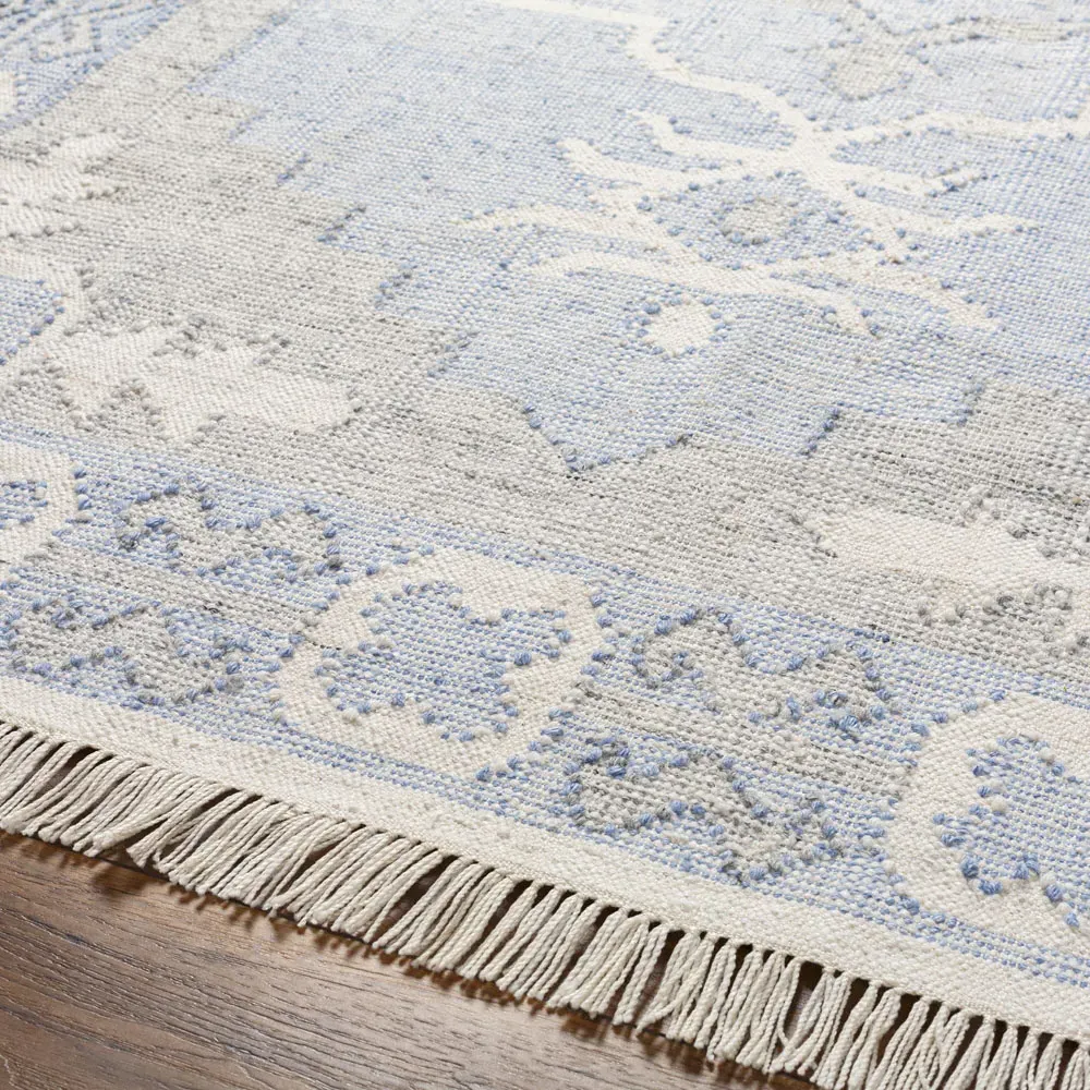 Azurya Geometric Patterned Indoor Outdoor Rug - Blue