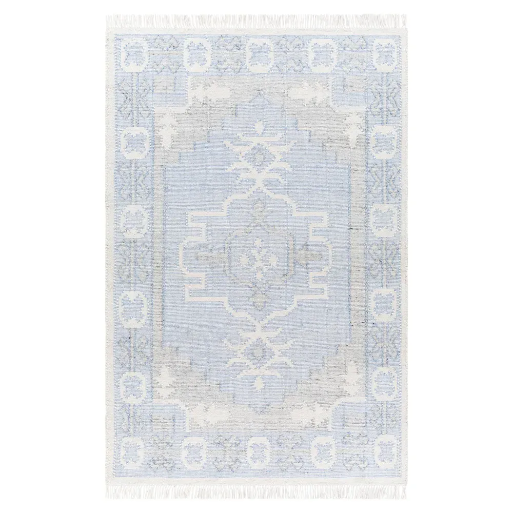 Azurya Geometric Patterned Indoor Outdoor Rug - Blue
