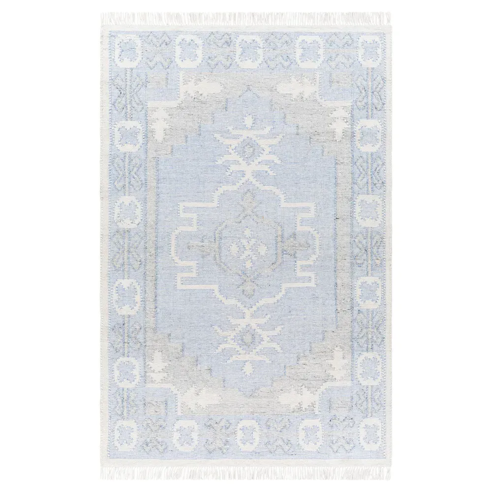 Azurya Geometric Patterned Indoor Outdoor Rug Sample - Blue image