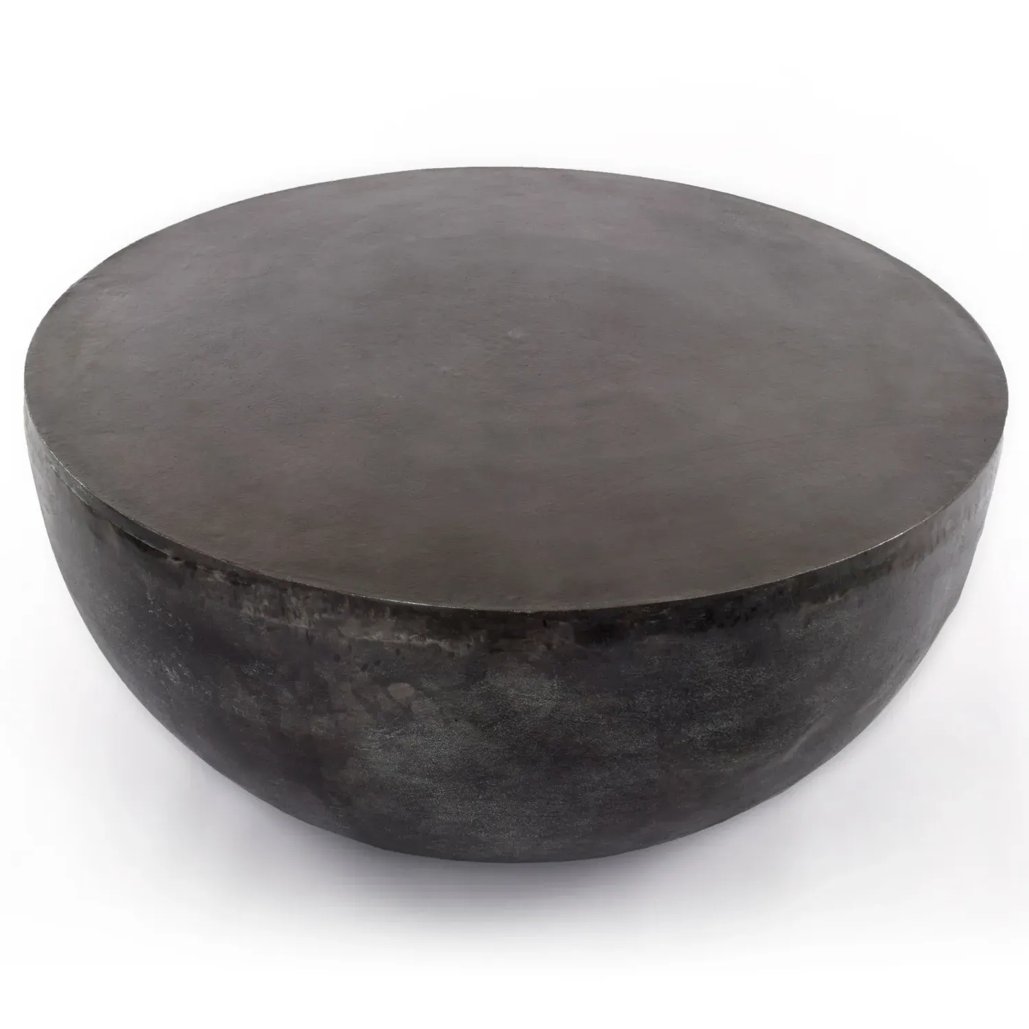 Bailey Round Drum Outdoor Coffee Table - Aged Grey, Aluminum