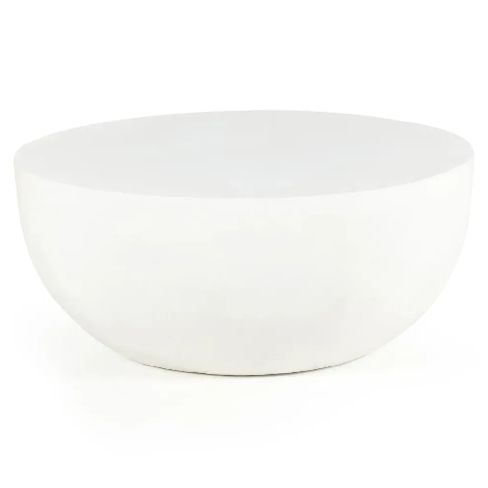 Bailey Round Drum Outdoor Coffee Table - White, Aluminum