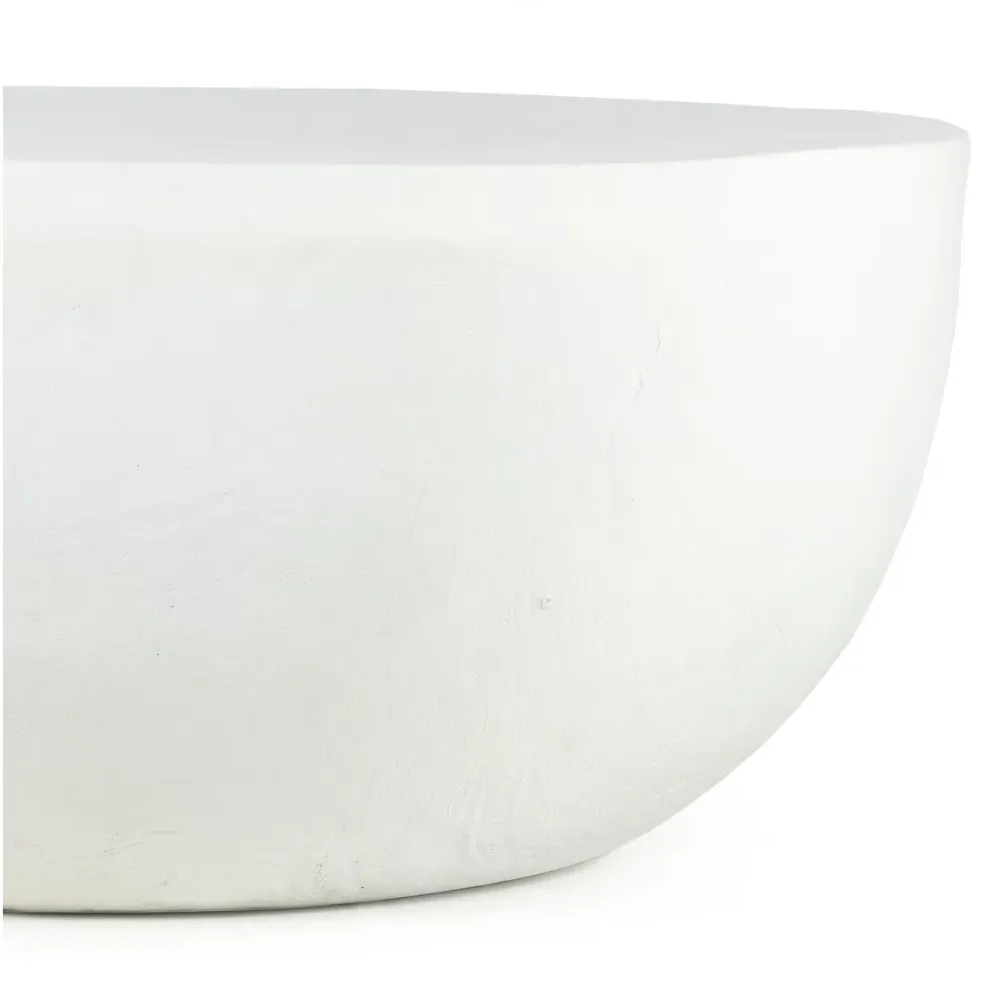 Bailey Round Drum Outdoor Coffee Table - White, Aluminum