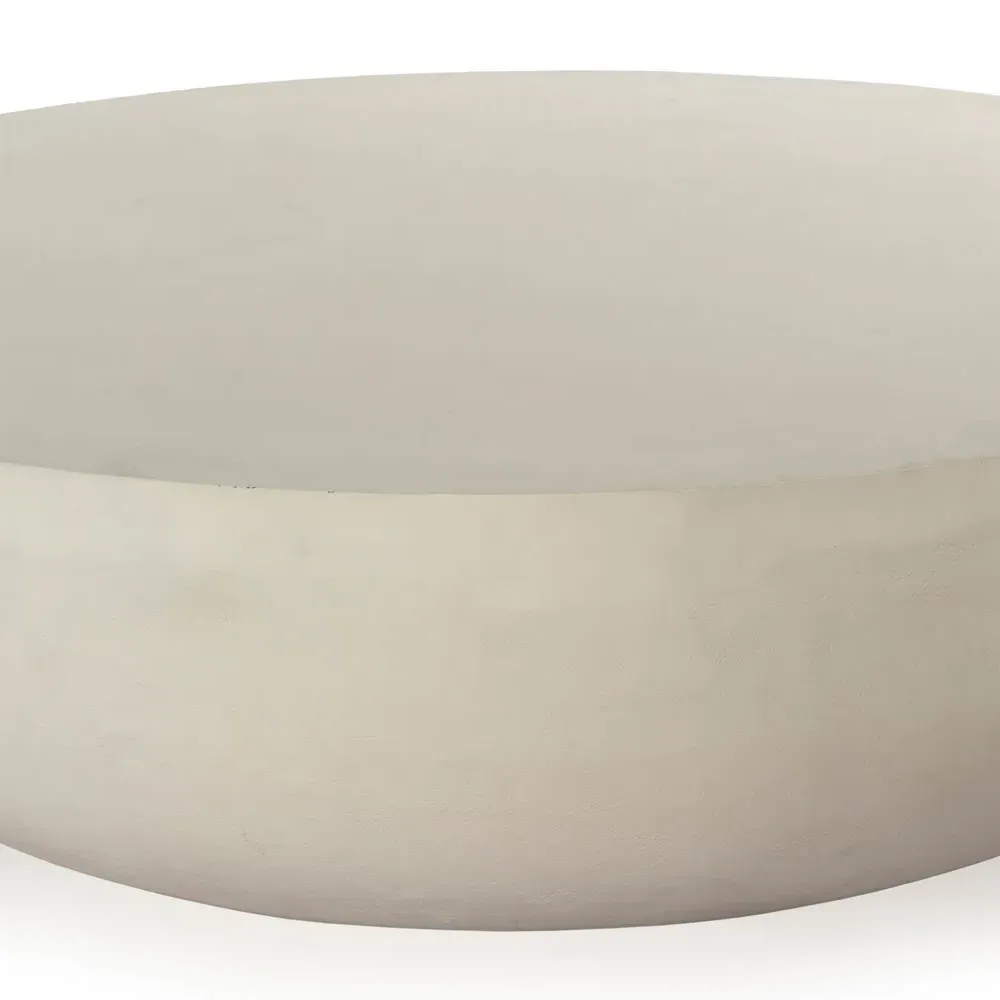 Bailey Round Drum Outdoor Coffee Table - White, Aluminum