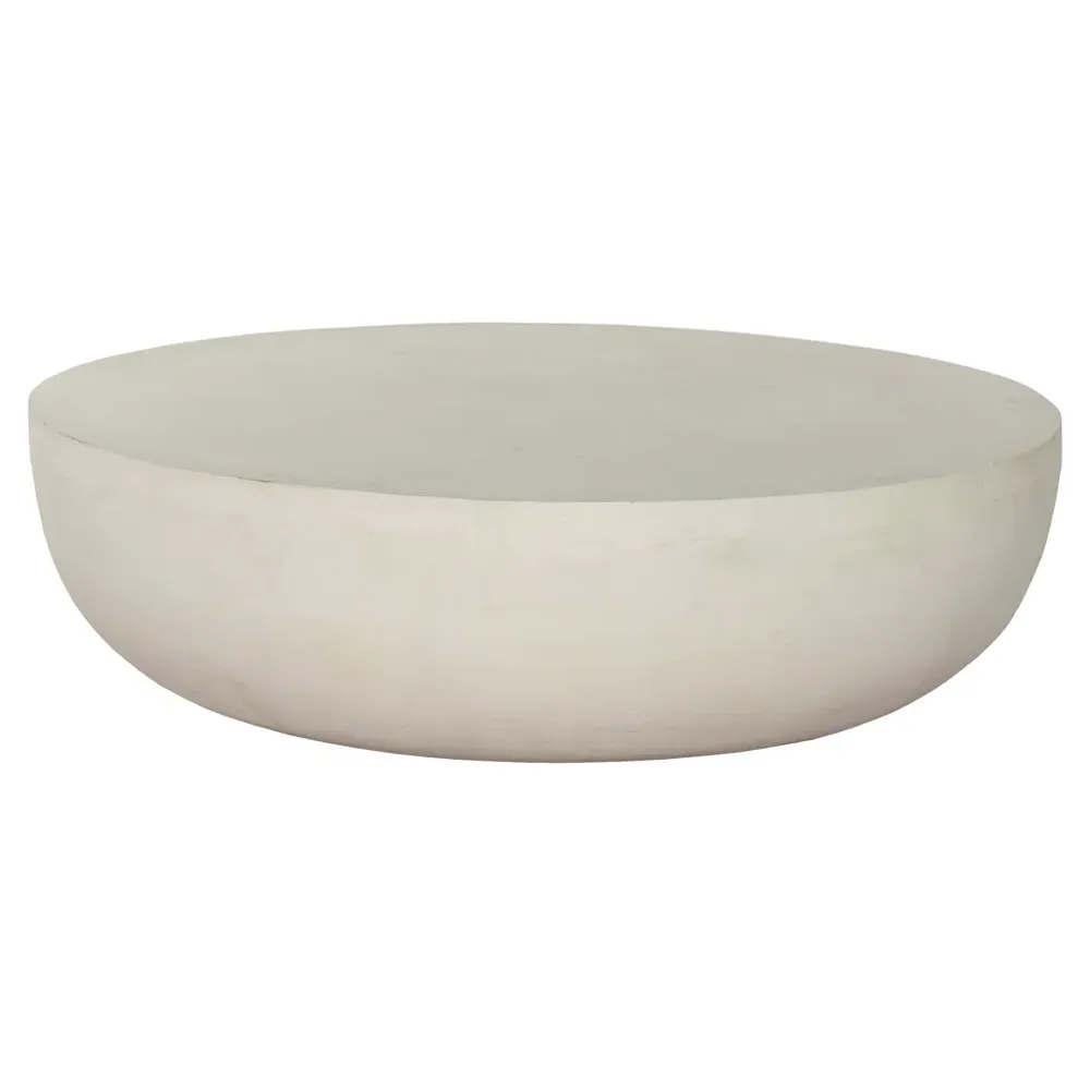 Bailey Round Drum Outdoor Coffee Table - White, Aluminum