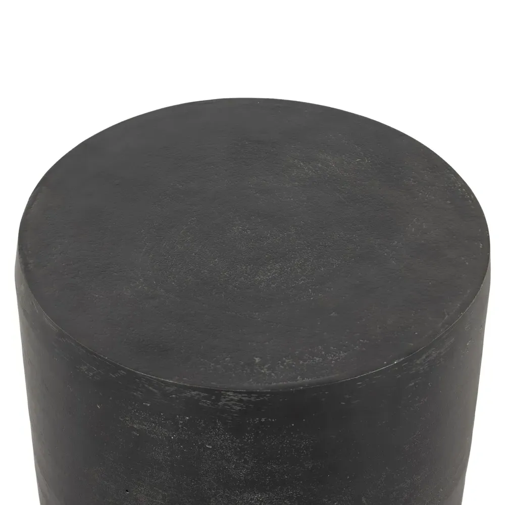 Bailey Round Drum Outdoor Drink Table - Aged Grey, Aluminum