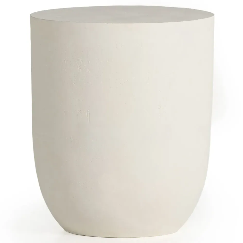 Bailey Round Drum Outdoor Drink Table - White, Aluminum