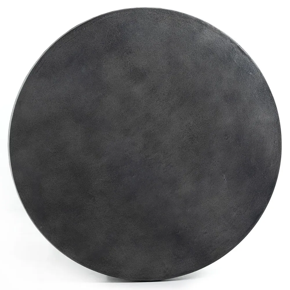 Bailey Round Drum Outdoor End Table - Aged Grey, Aluminum