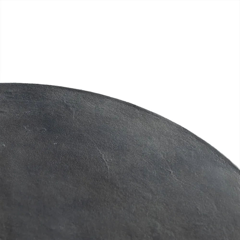 Bailey Round Drum Outdoor End Table - Aged Grey, Aluminum