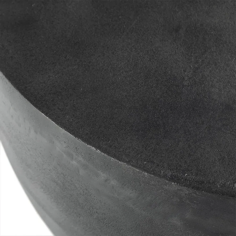 Bailey Round Drum Outdoor End Table - Aged Grey, Aluminum