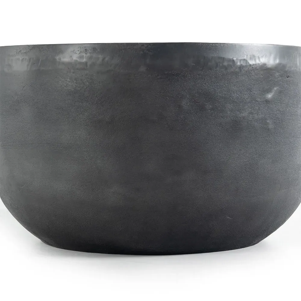 Bailey Round Drum Outdoor End Table - Aged Grey, Aluminum