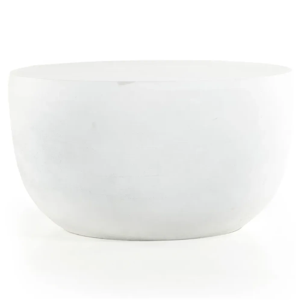 Bailey Round Drum Outdoor End Table - White, Aluminum