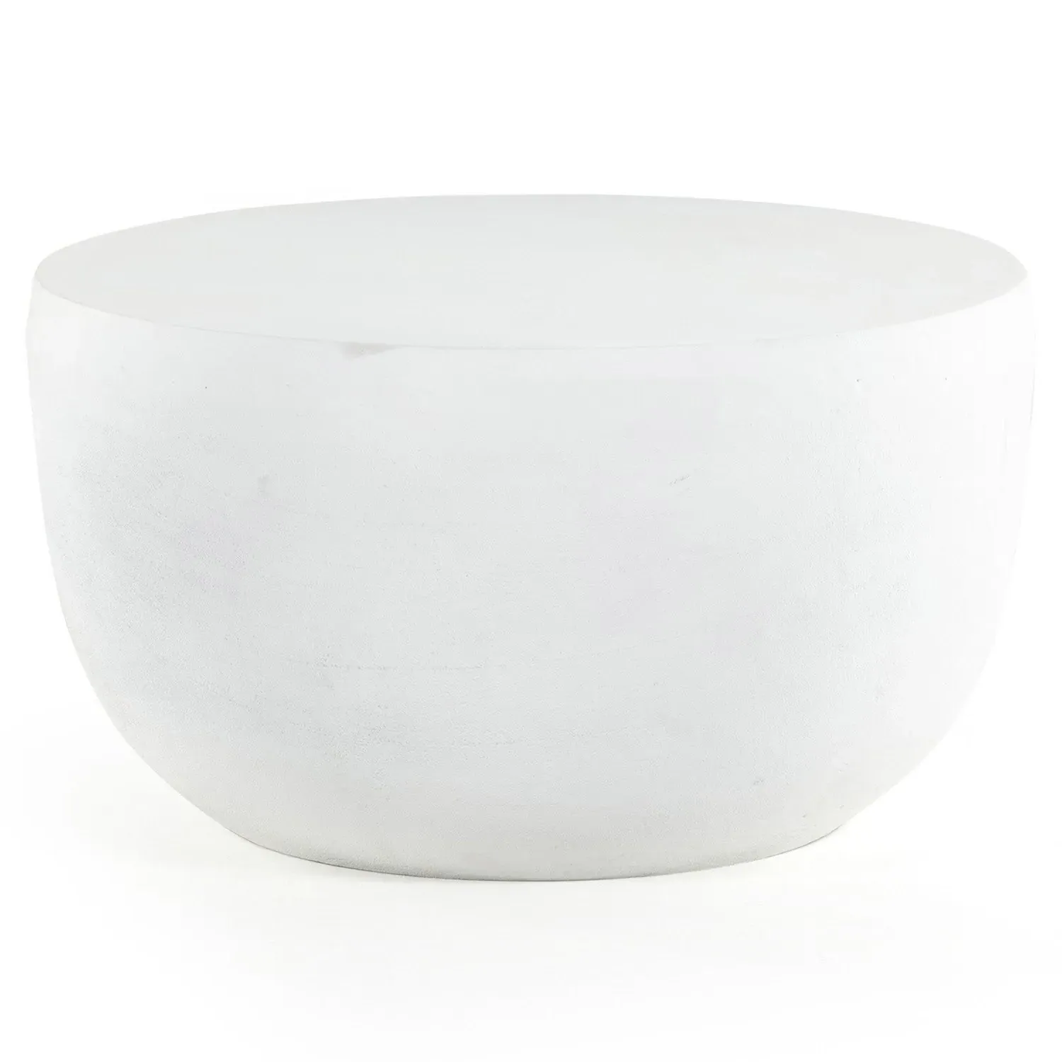 Bailey Round Drum Outdoor End Table - White, Aluminum