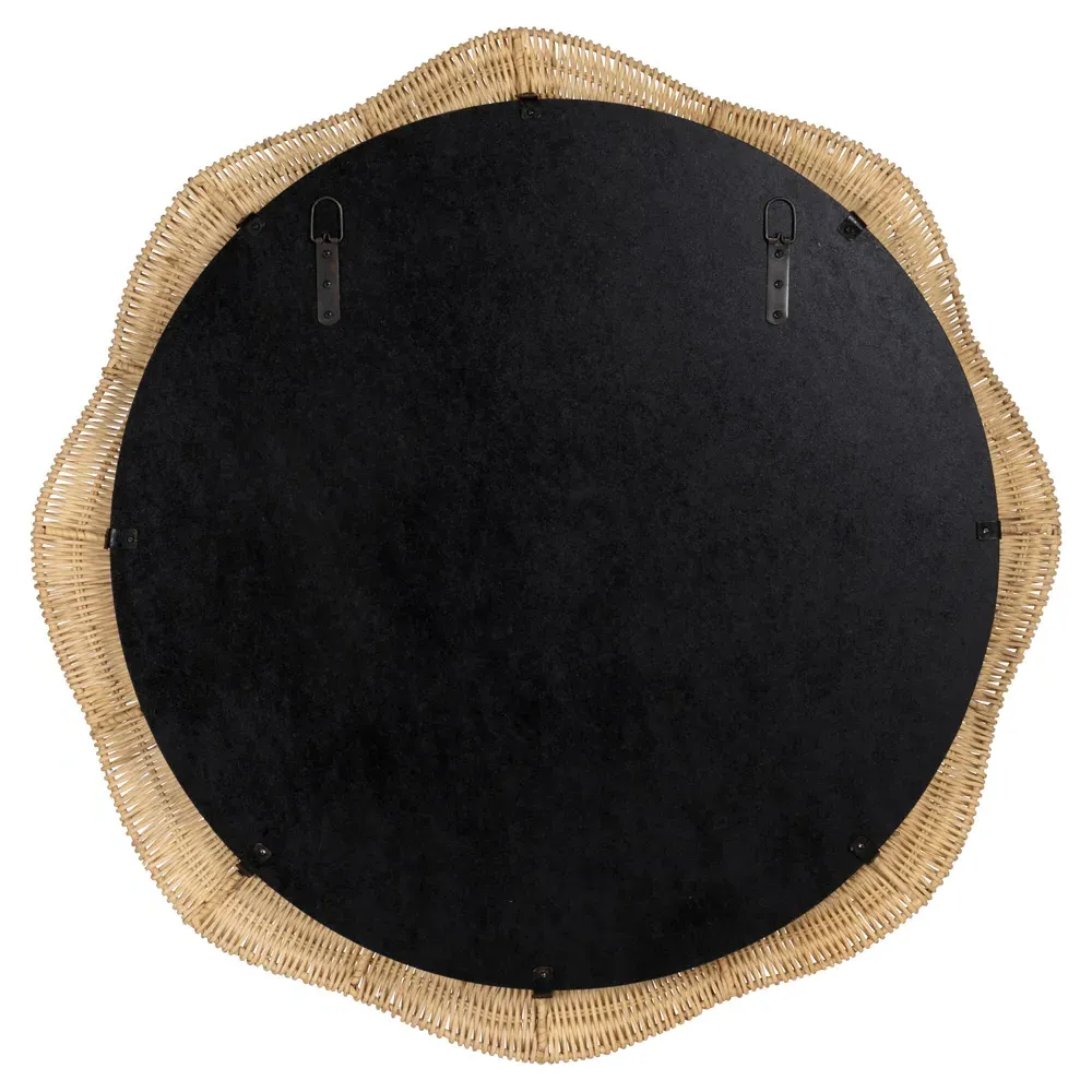 Bailey Round Wall Mirror - Brown, Rattan